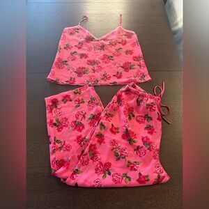 Cruz Women's Sheer Pajama Set Rose
Floral Crop Sexy Vtg Pink Size Large